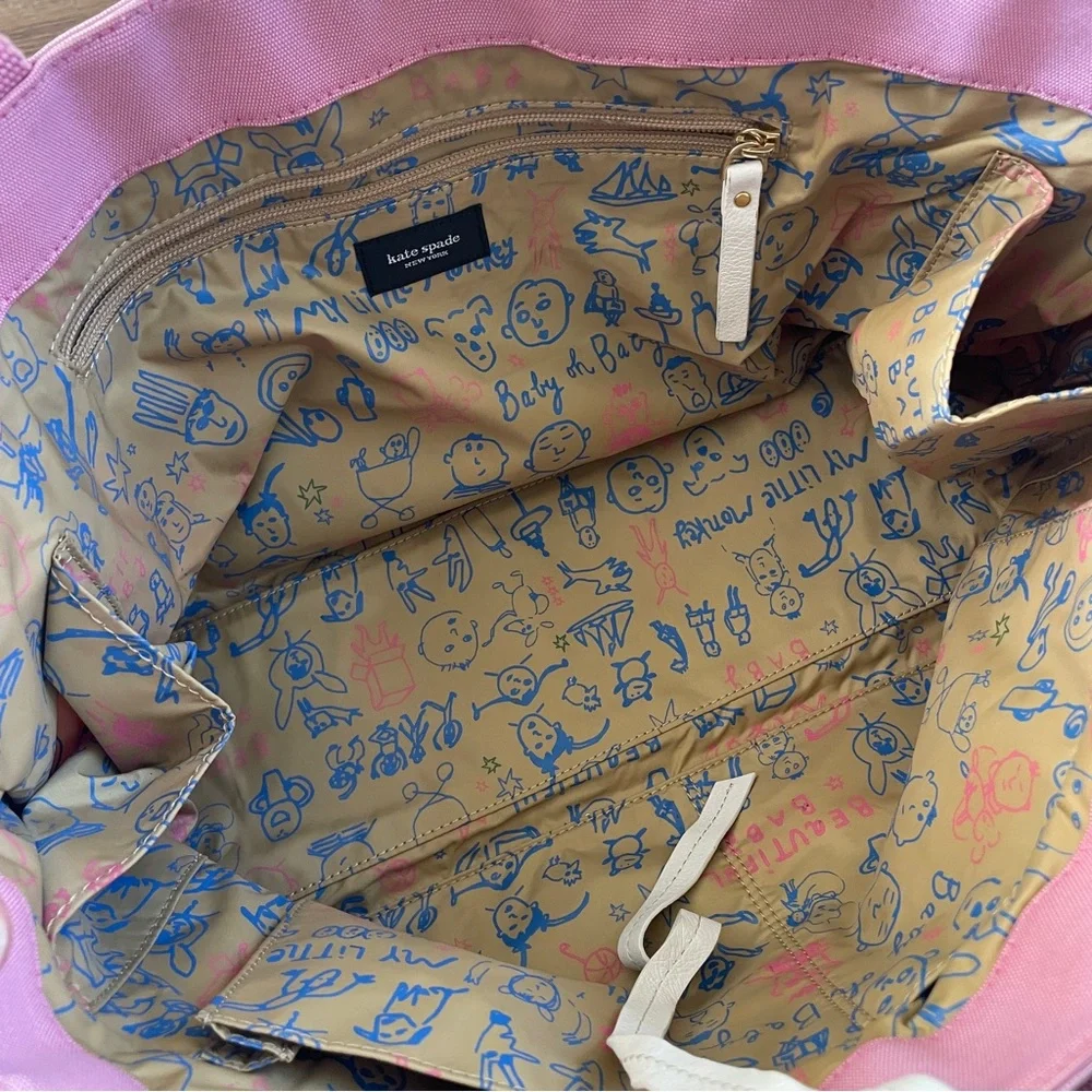 Kate Spade pink canvas baby tote bag